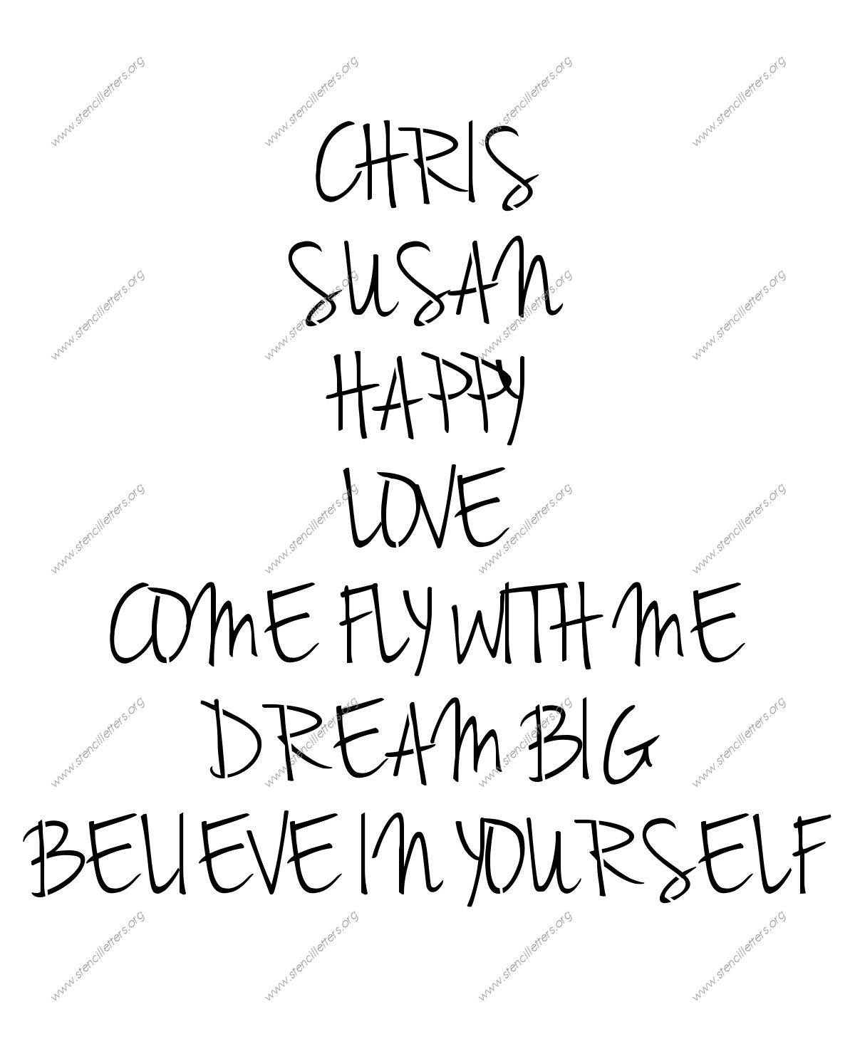 Casual Handwritten Cursive Names, Words, Phrases samples