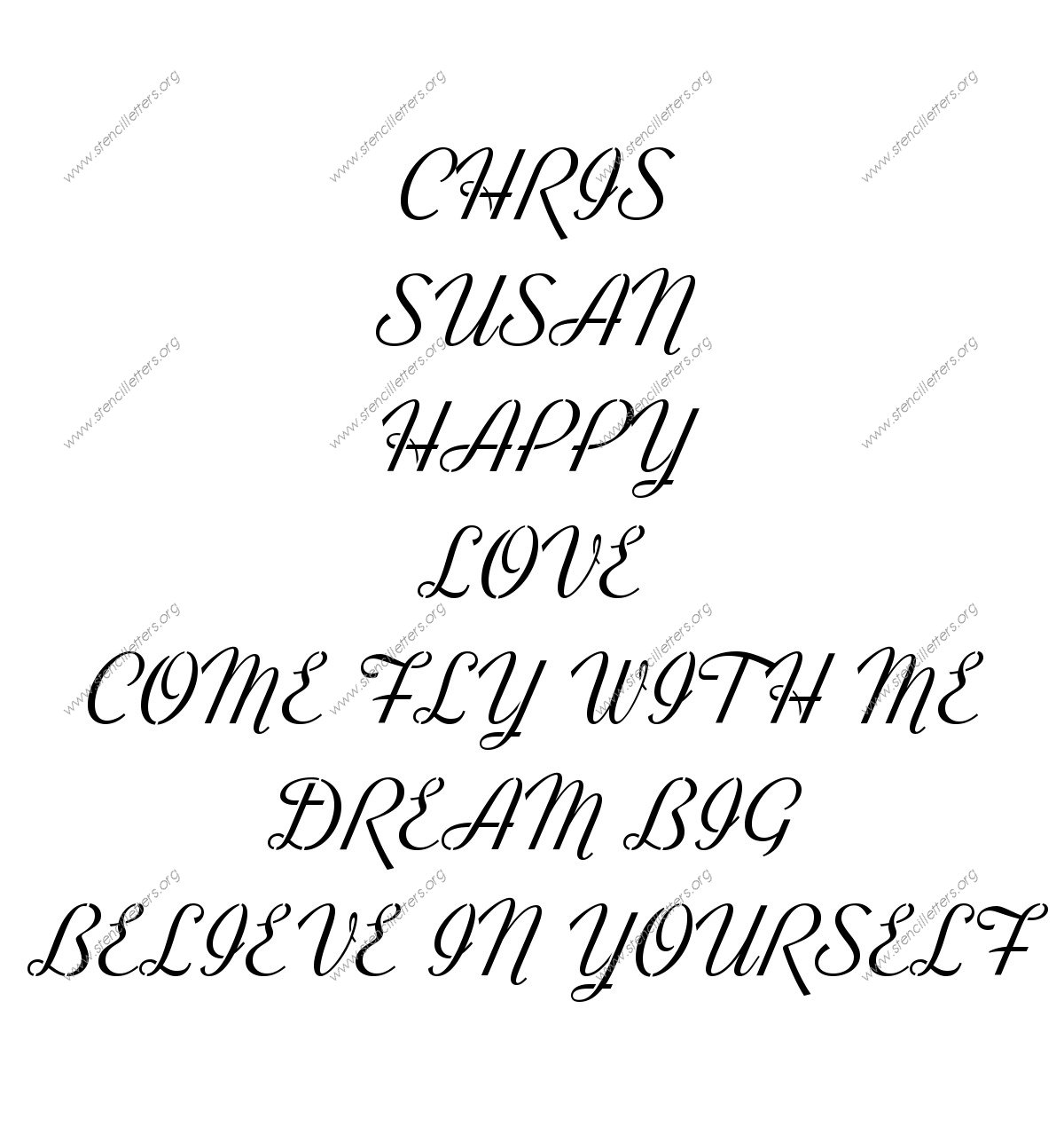 Retro Vintage Cursive Names, Words, Phrases samples