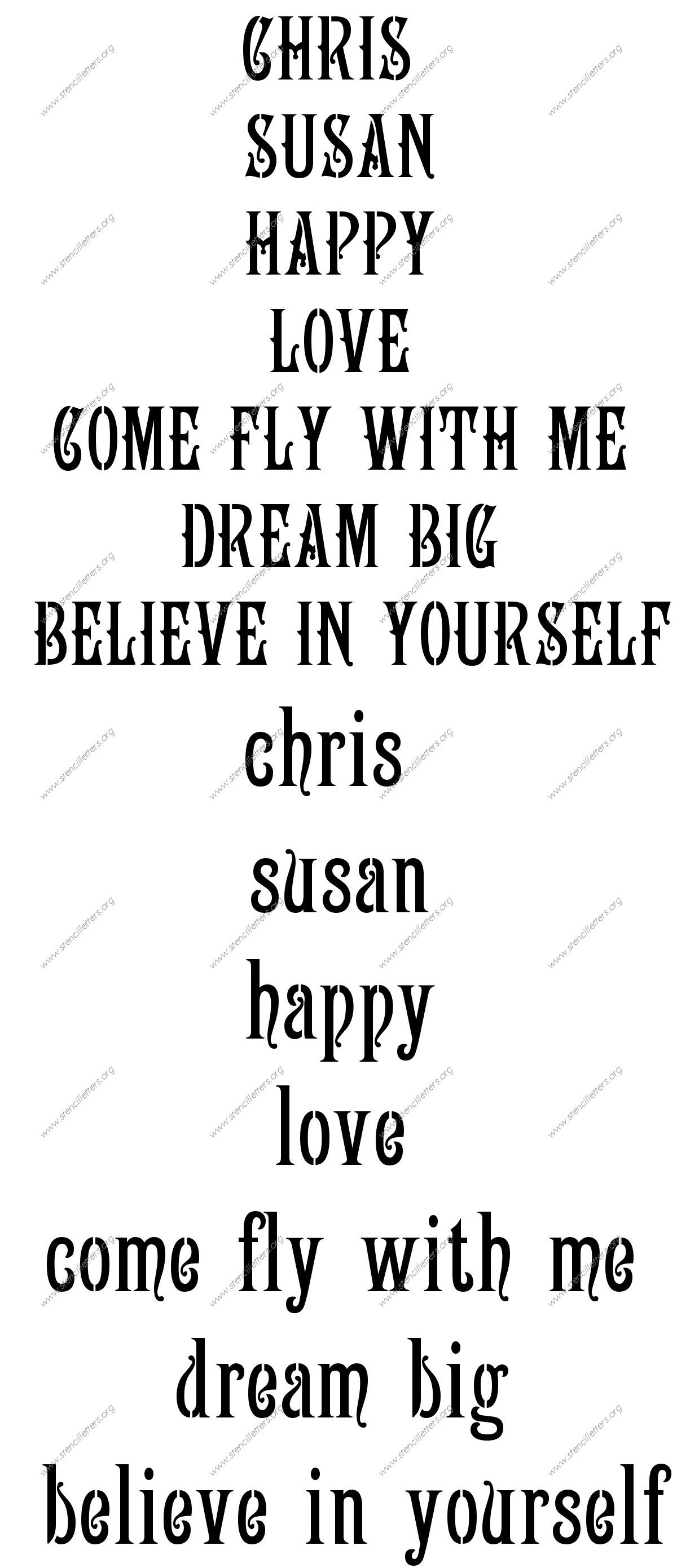 1800s Art Nouveau Names, Words, Phrases samples