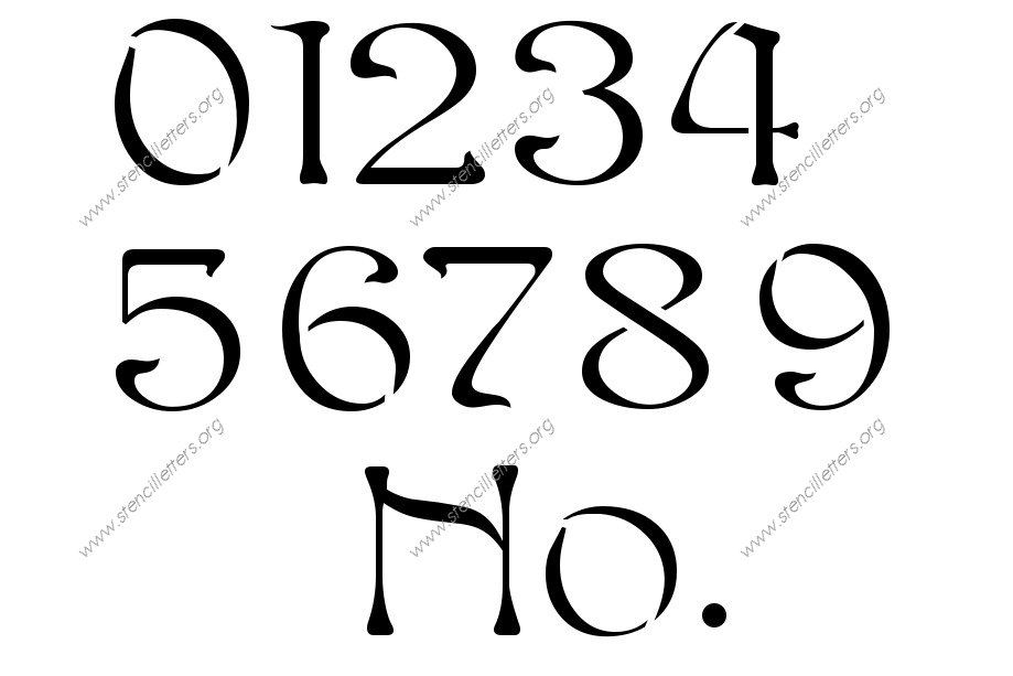French Baroque Art Nouveau 0 to 9 number stencils