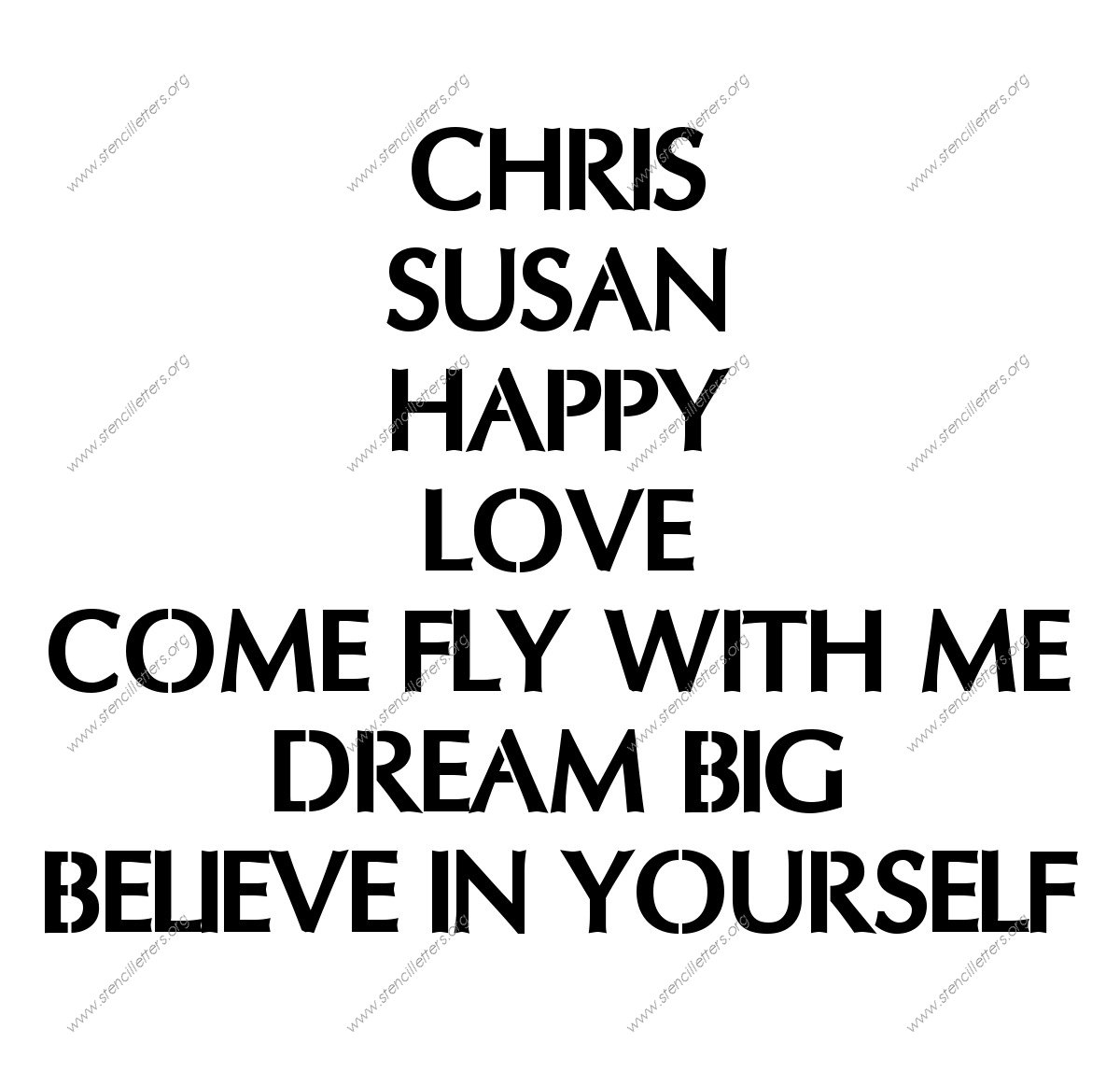 Headline Sans Names, Words, Phrases samples