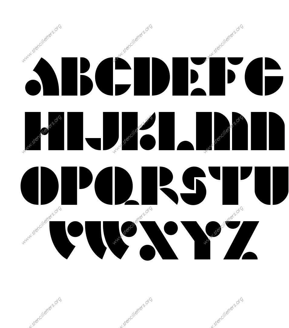 Art Deco Bold A to Z lowercase letter stencils