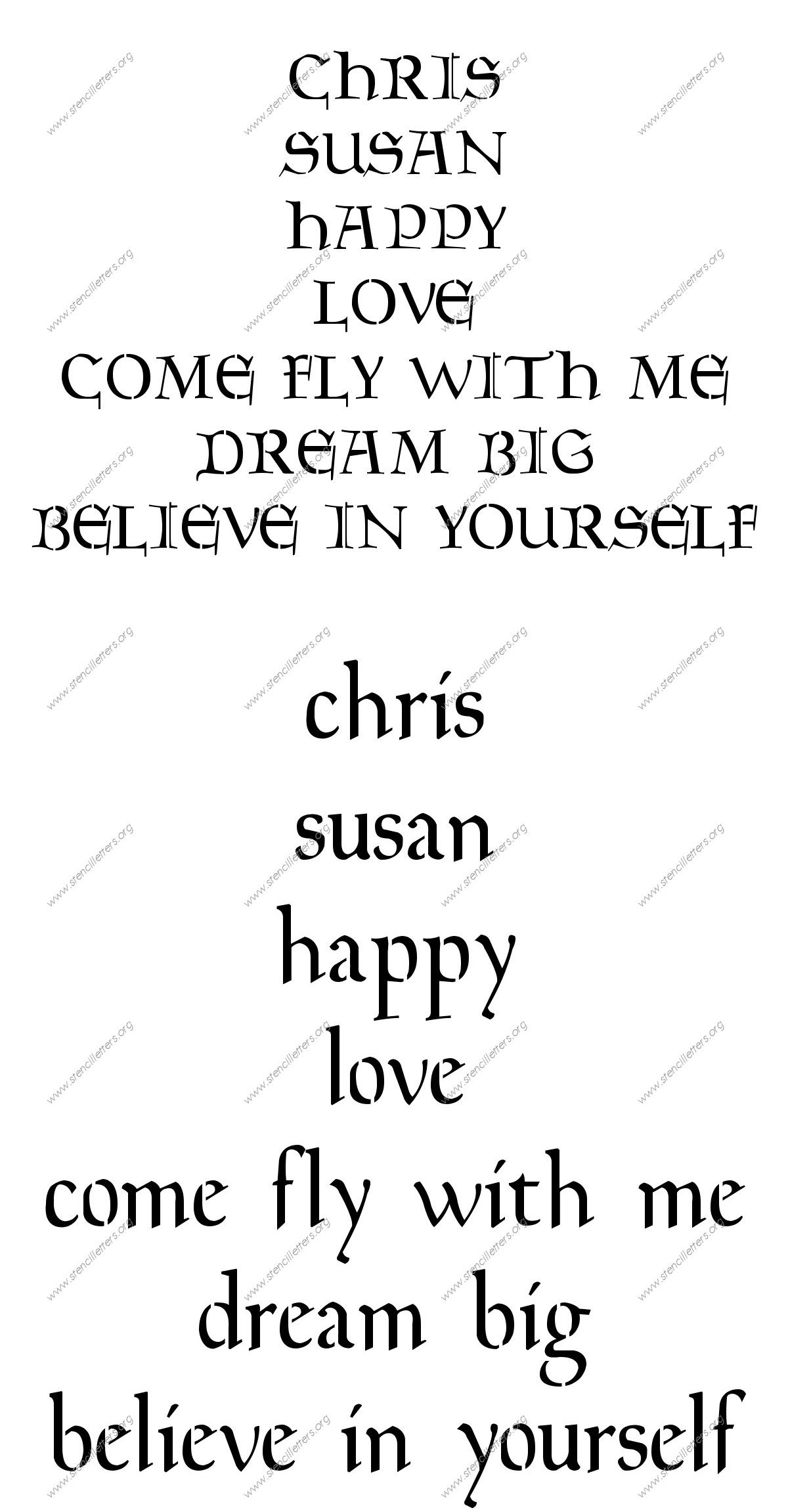 Decorative Celtic Names, Words, Phrases samples