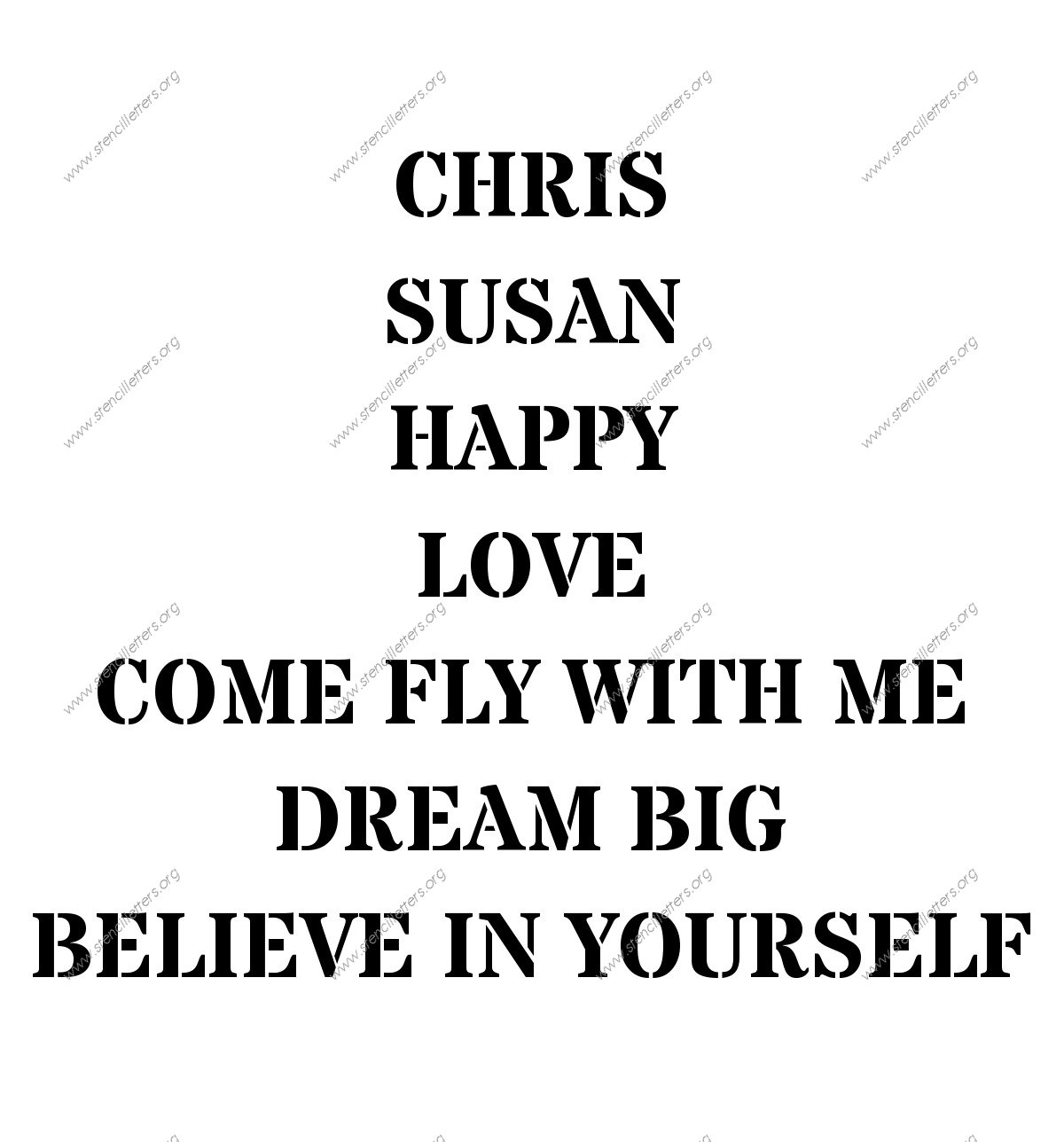 Serif Bold Names, Words, Phrases samples