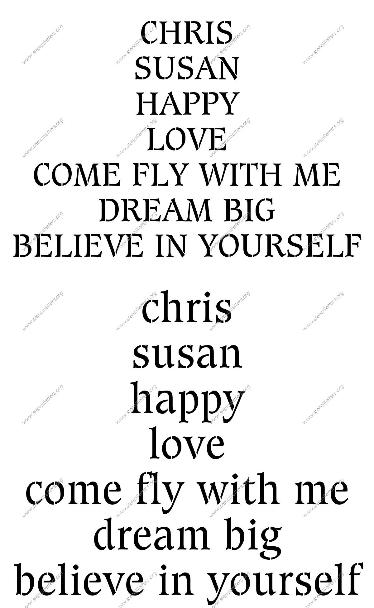 Basic Bold Elegant Names, Words, Phrases samples