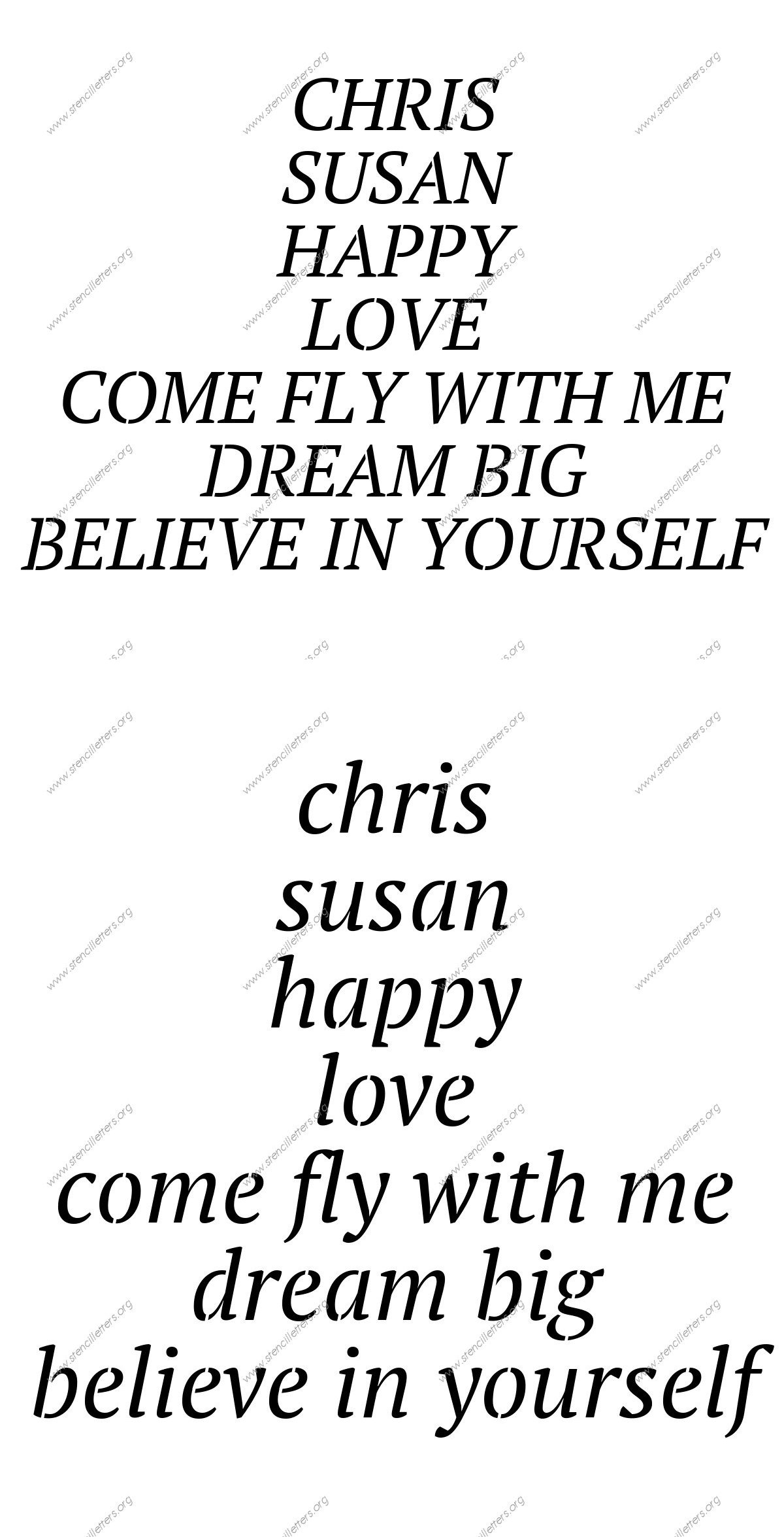 Bold Italic Names, Words, Phrases samples