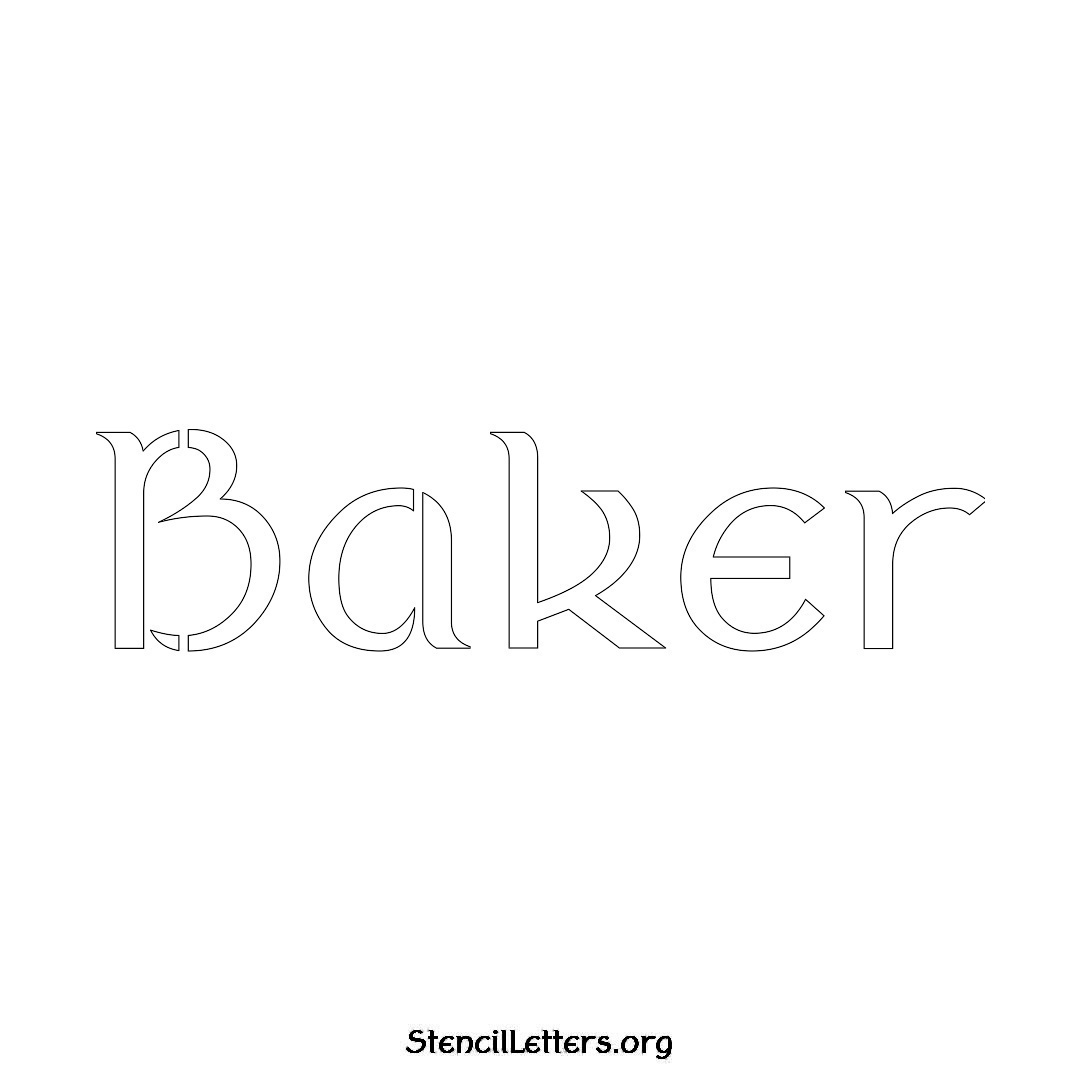 Baker name stencil in Ancient Lettering