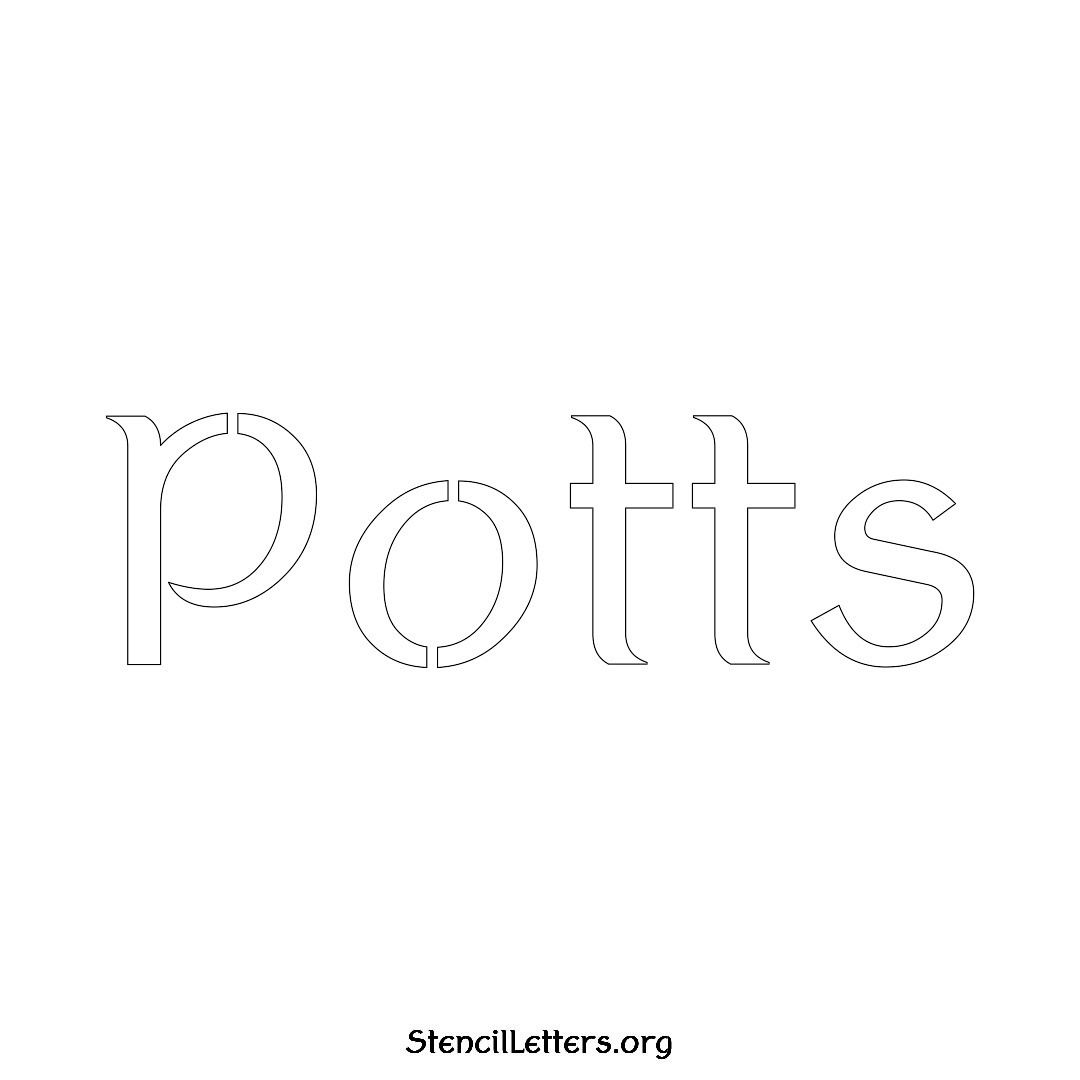 Potts name stencil in Ancient Lettering