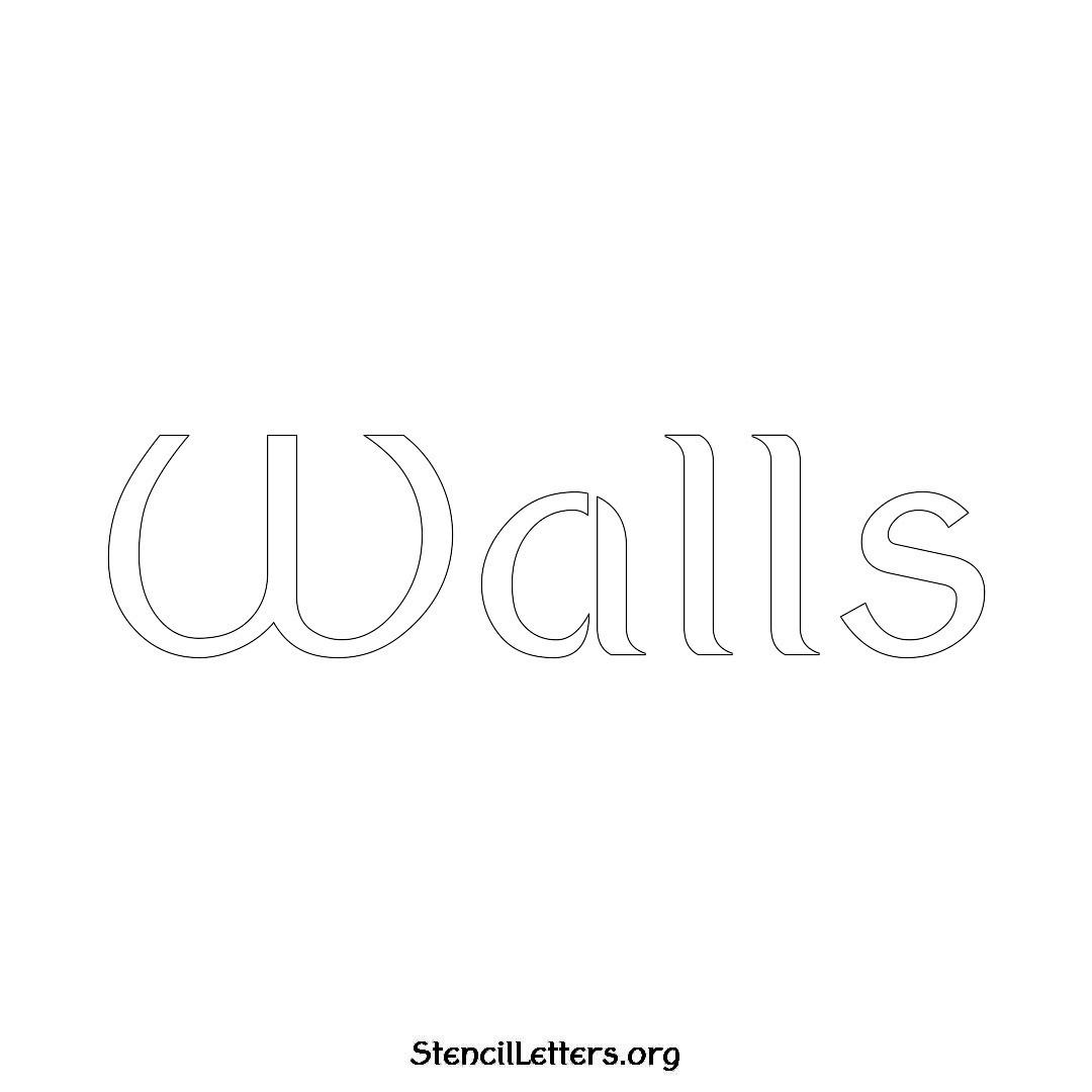 Walls name stencil in Ancient Lettering