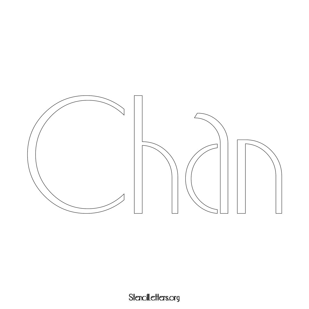 Chan name stencil in Art Deco Lettering