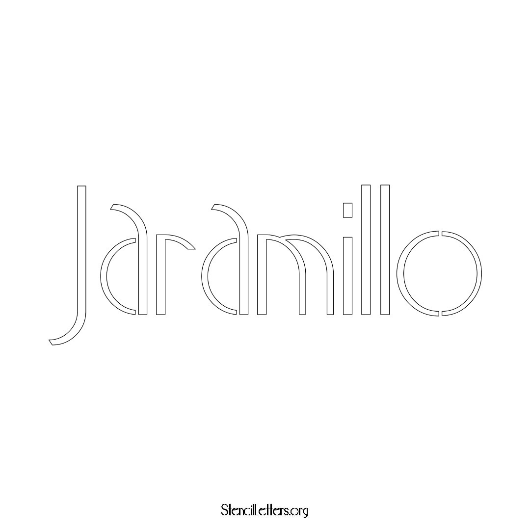 Jaramillo name stencil in Art Deco Lettering