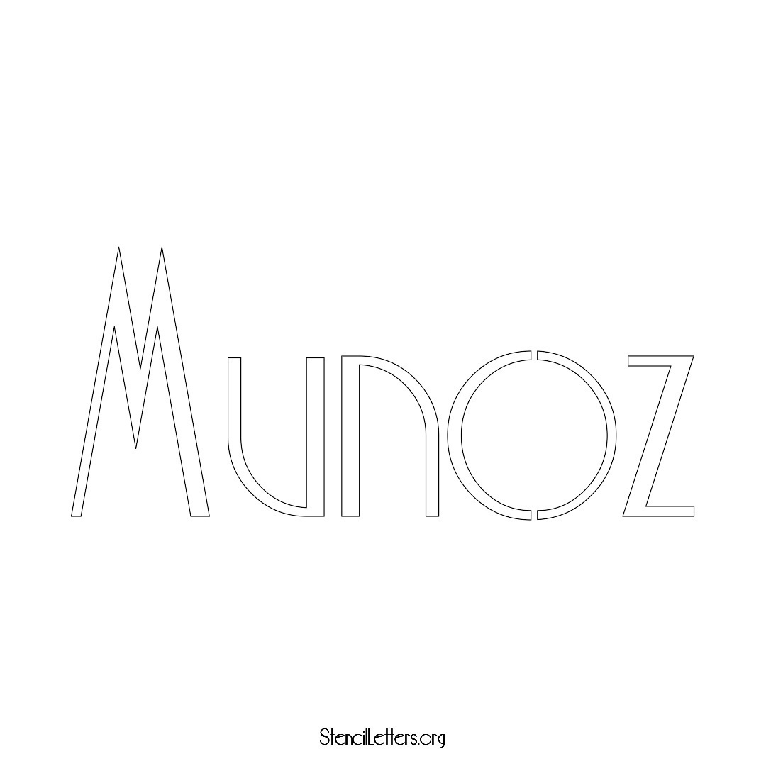 Munoz name stencil in Art Deco Lettering