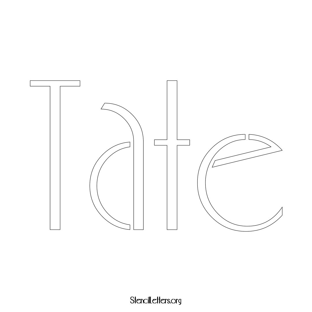 Tate name stencil in Art Deco Lettering