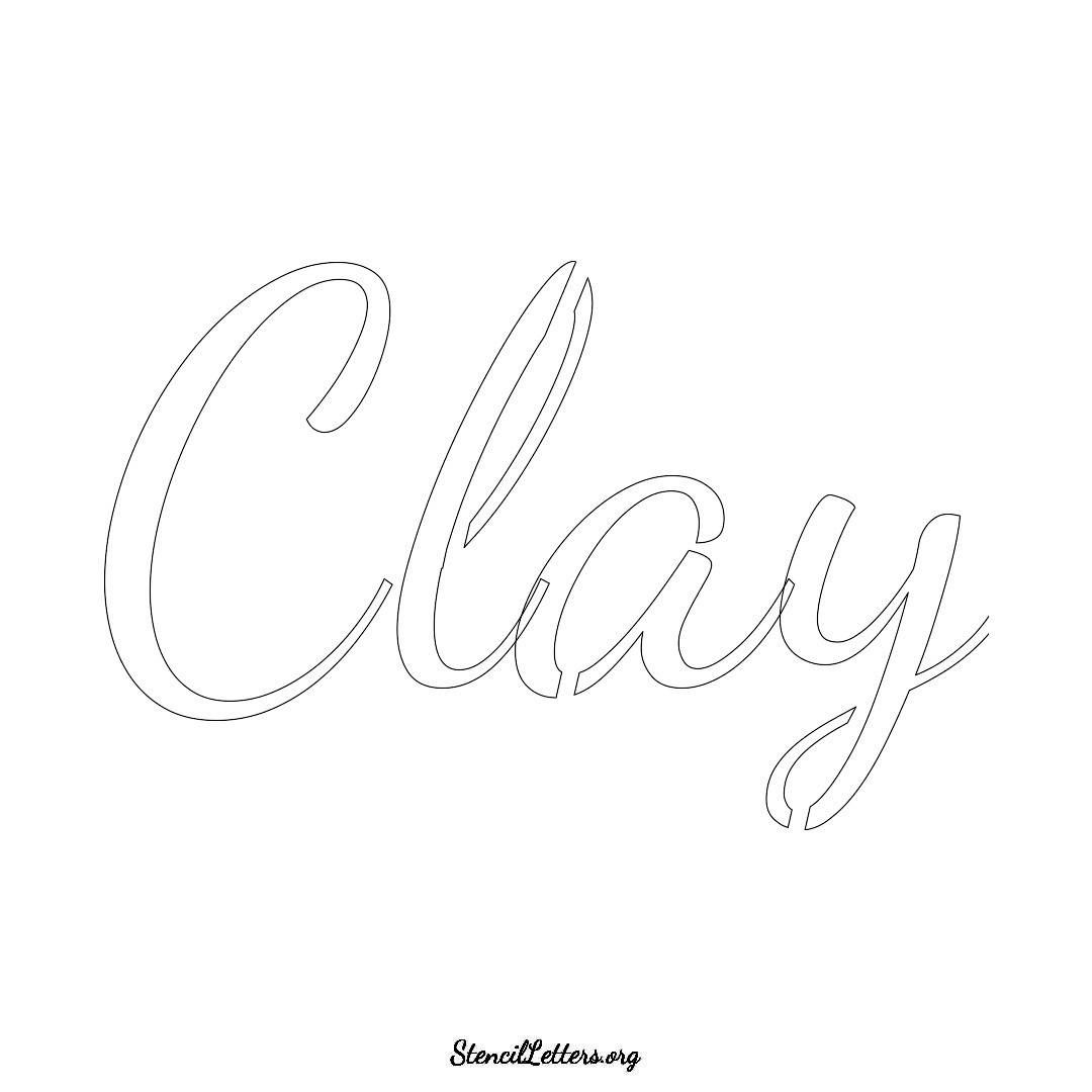 Clay name stencil in Cursive Script Lettering