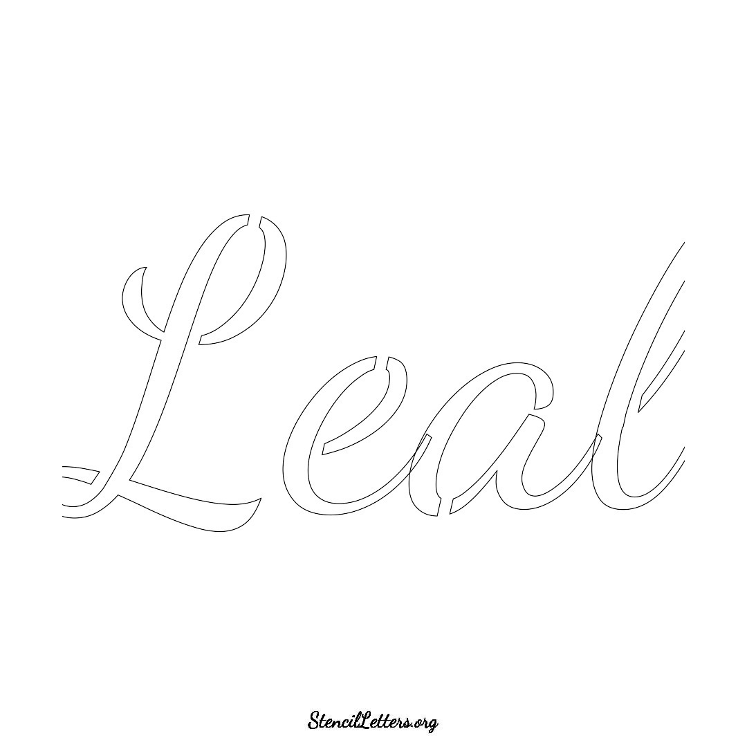 Leal name stencil in Cursive Script Lettering