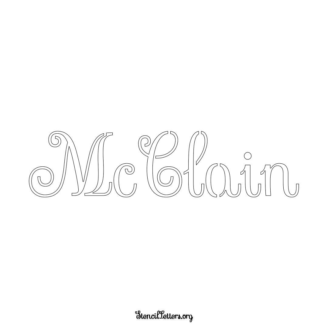 McClain name stencil in Ornamental Cursive Lettering