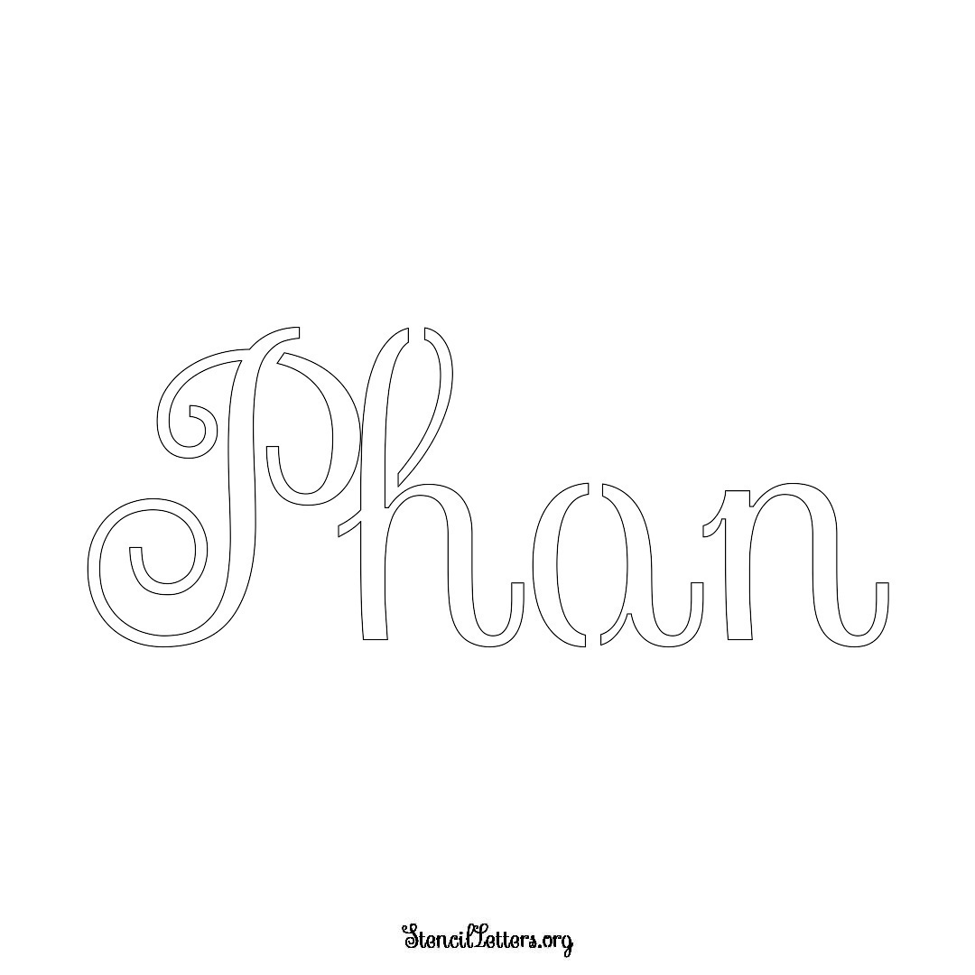 Phan name stencil in Ornamental Cursive Lettering