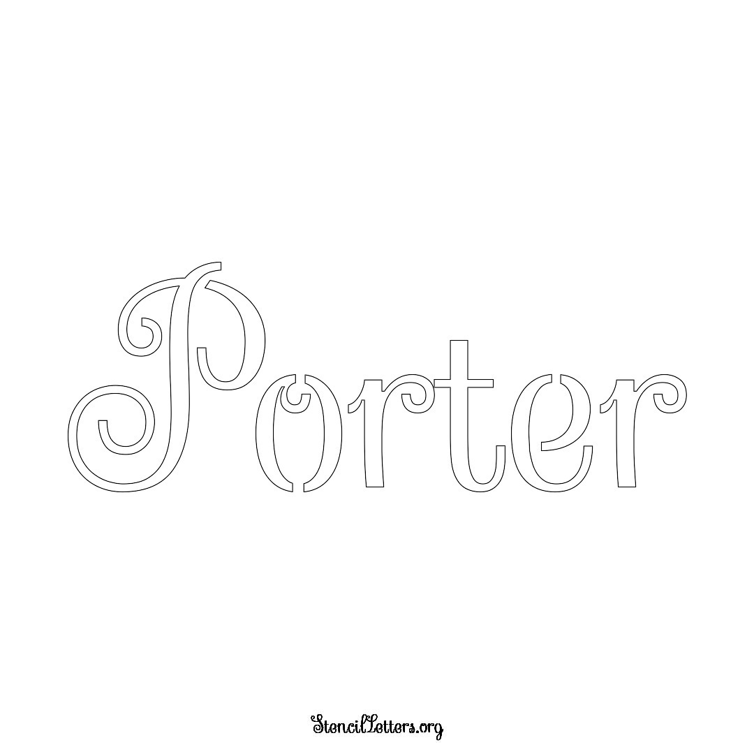 Porter name stencil in Ornamental Cursive Lettering