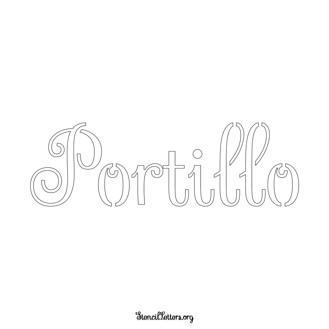 Portillo name stencil in Ornamental Cursive Lettering