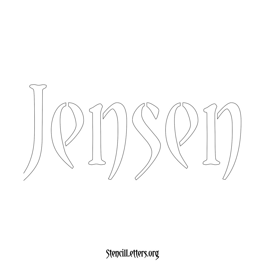 Jensen name stencil in Vintage Brush Lettering