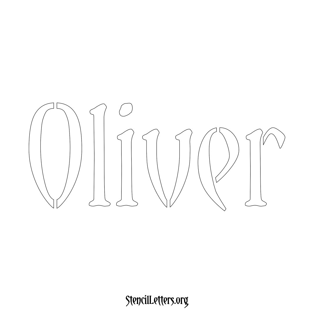 Oliver name stencil in Vintage Brush Lettering