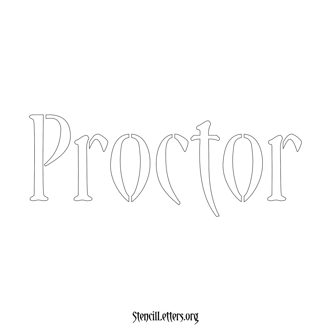 Proctor name stencil in Vintage Brush Lettering