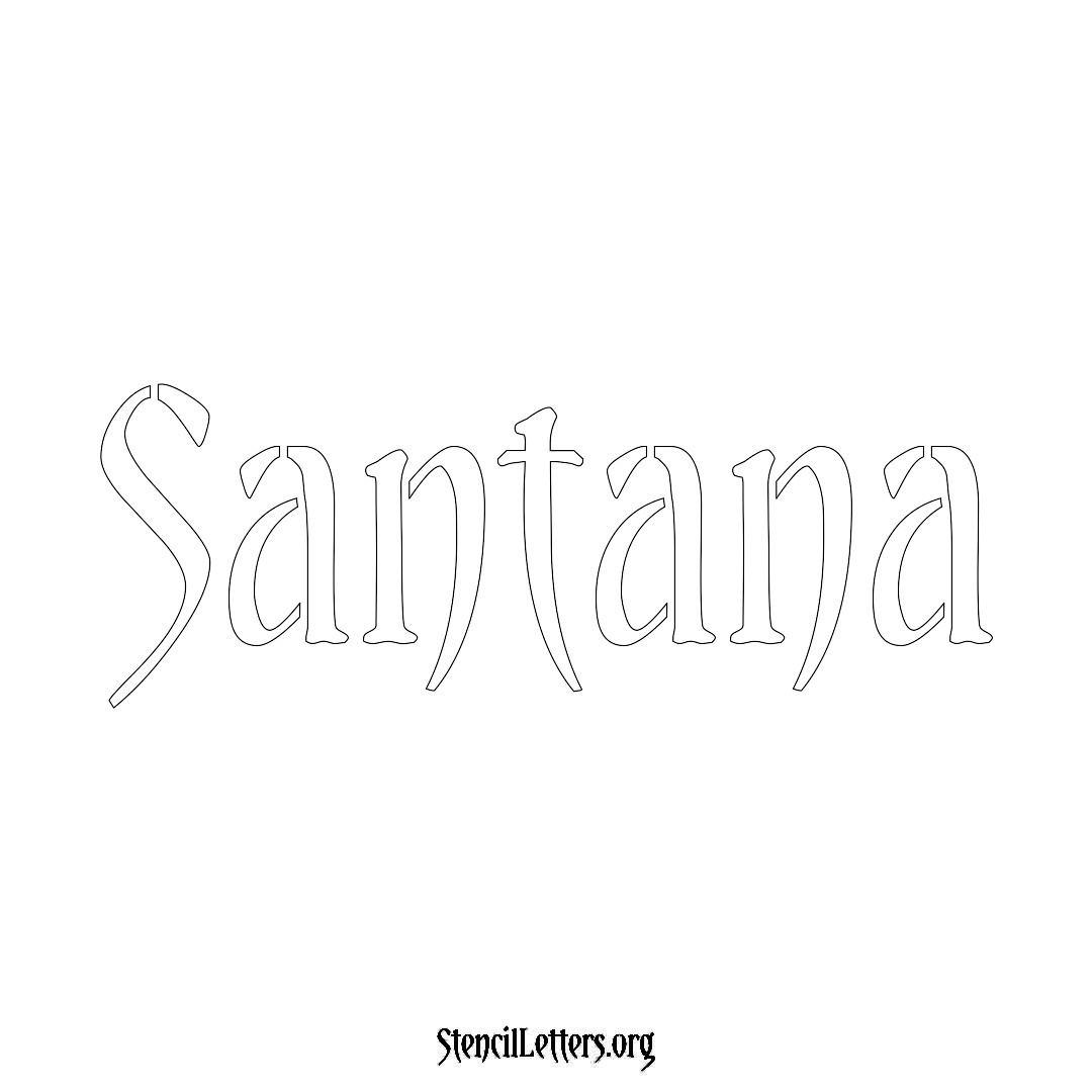 Santana name stencil in Vintage Brush Lettering