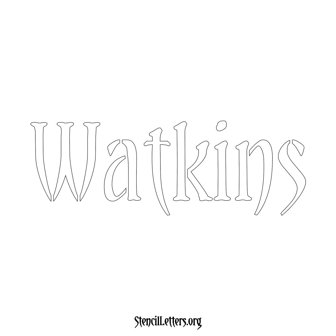 Watkins name stencil in Vintage Brush Lettering