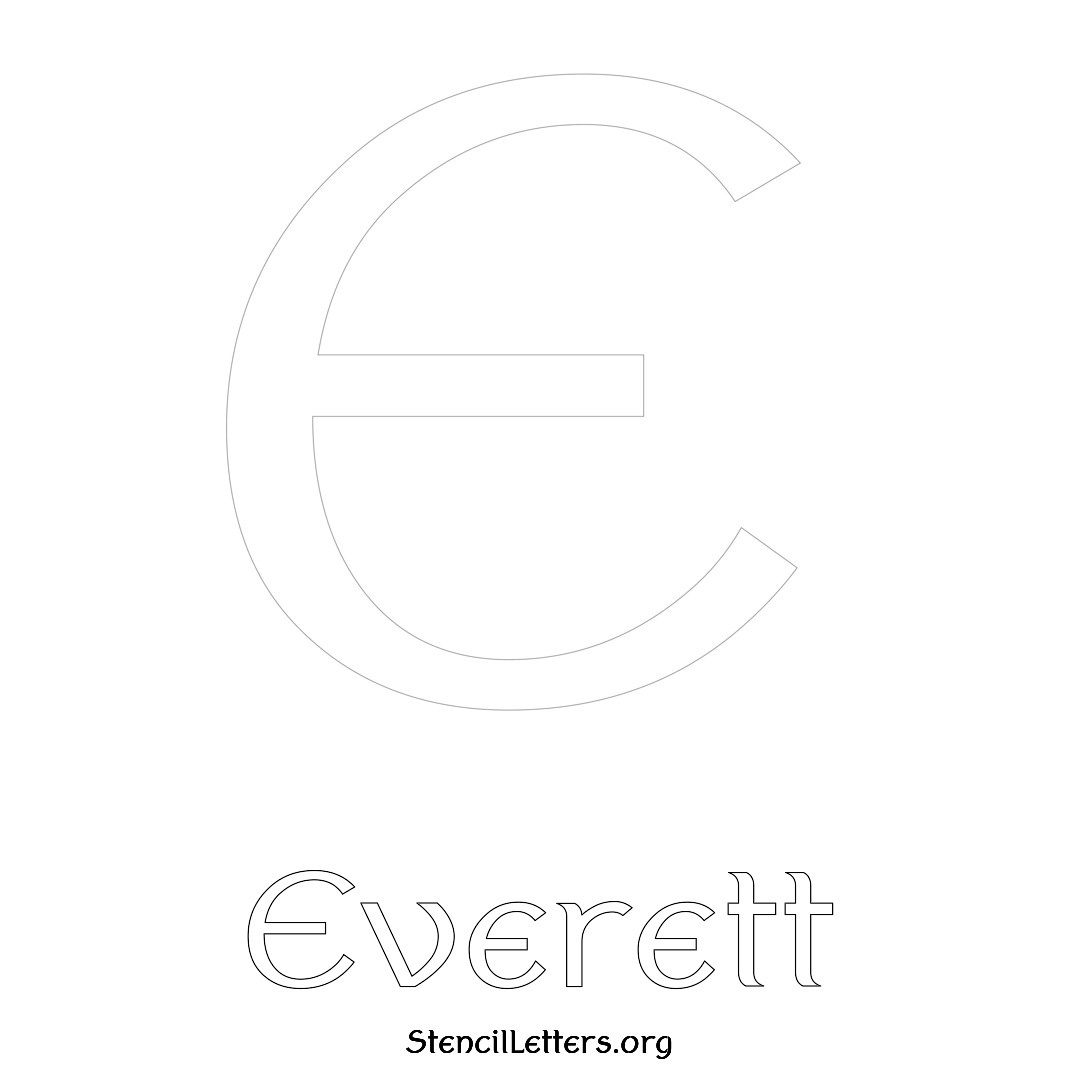 Everett printable name initial stencil in Ancient Lettering