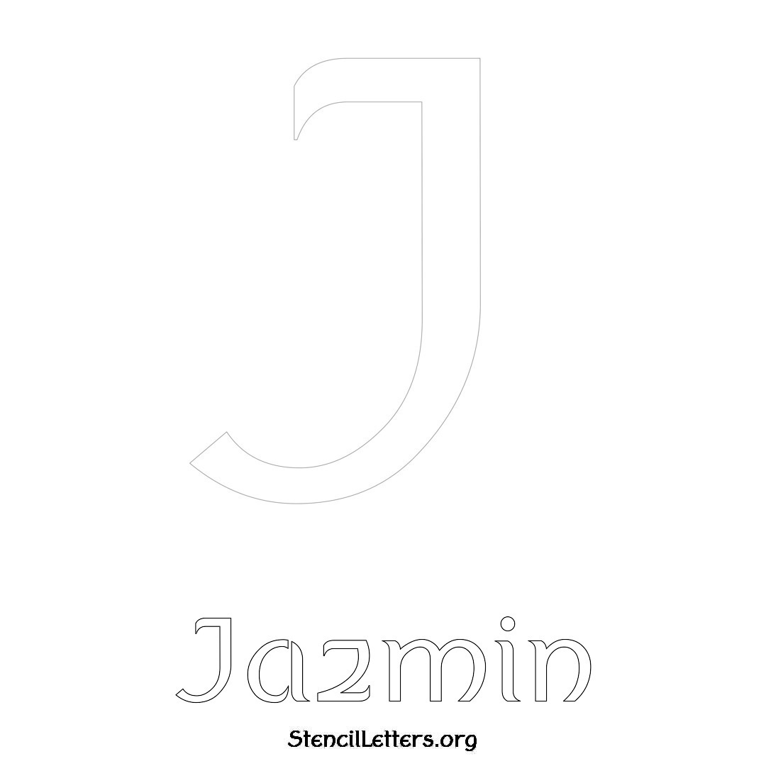 Jazmin printable name initial stencil in Ancient Lettering