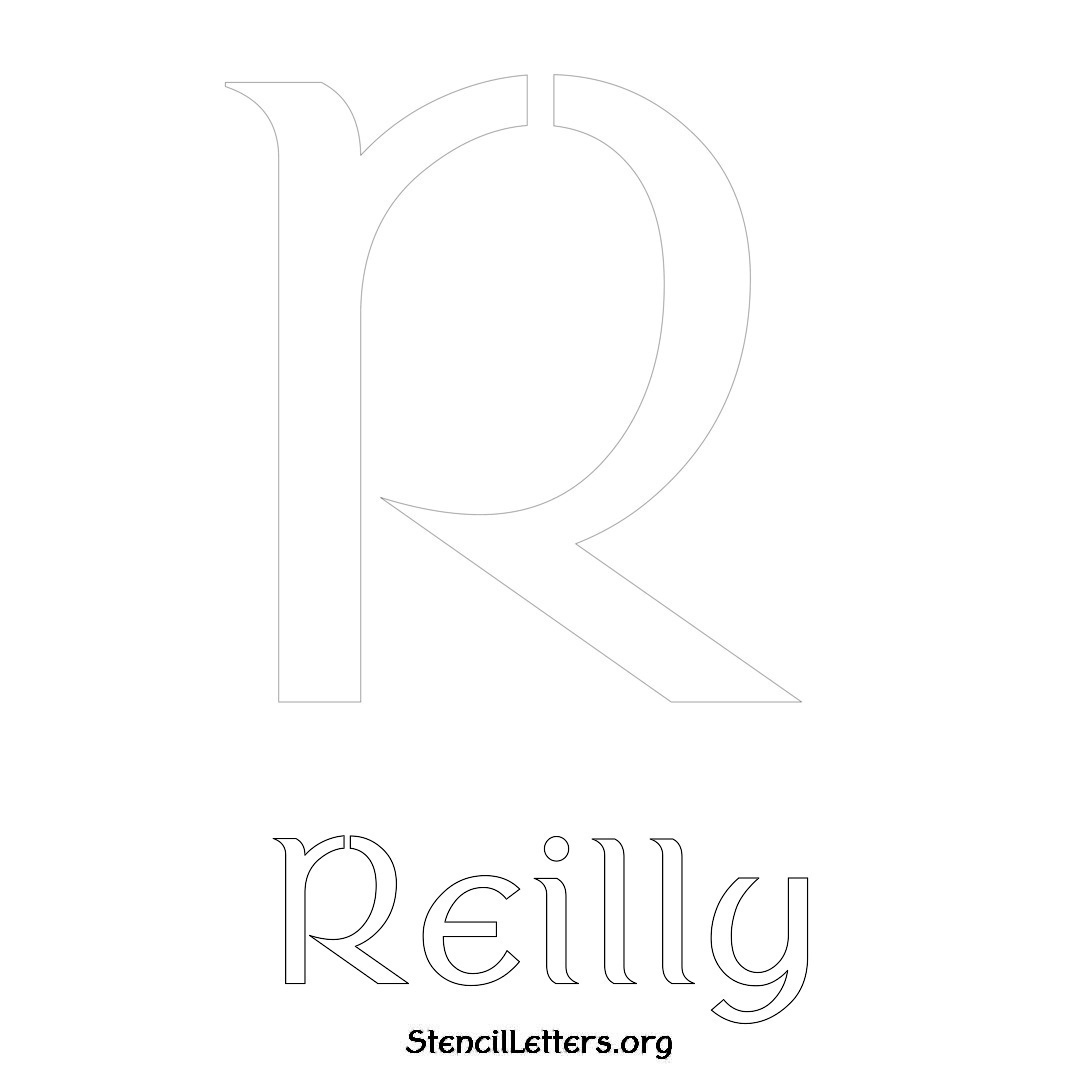 Reilly printable name initial stencil in Ancient Lettering