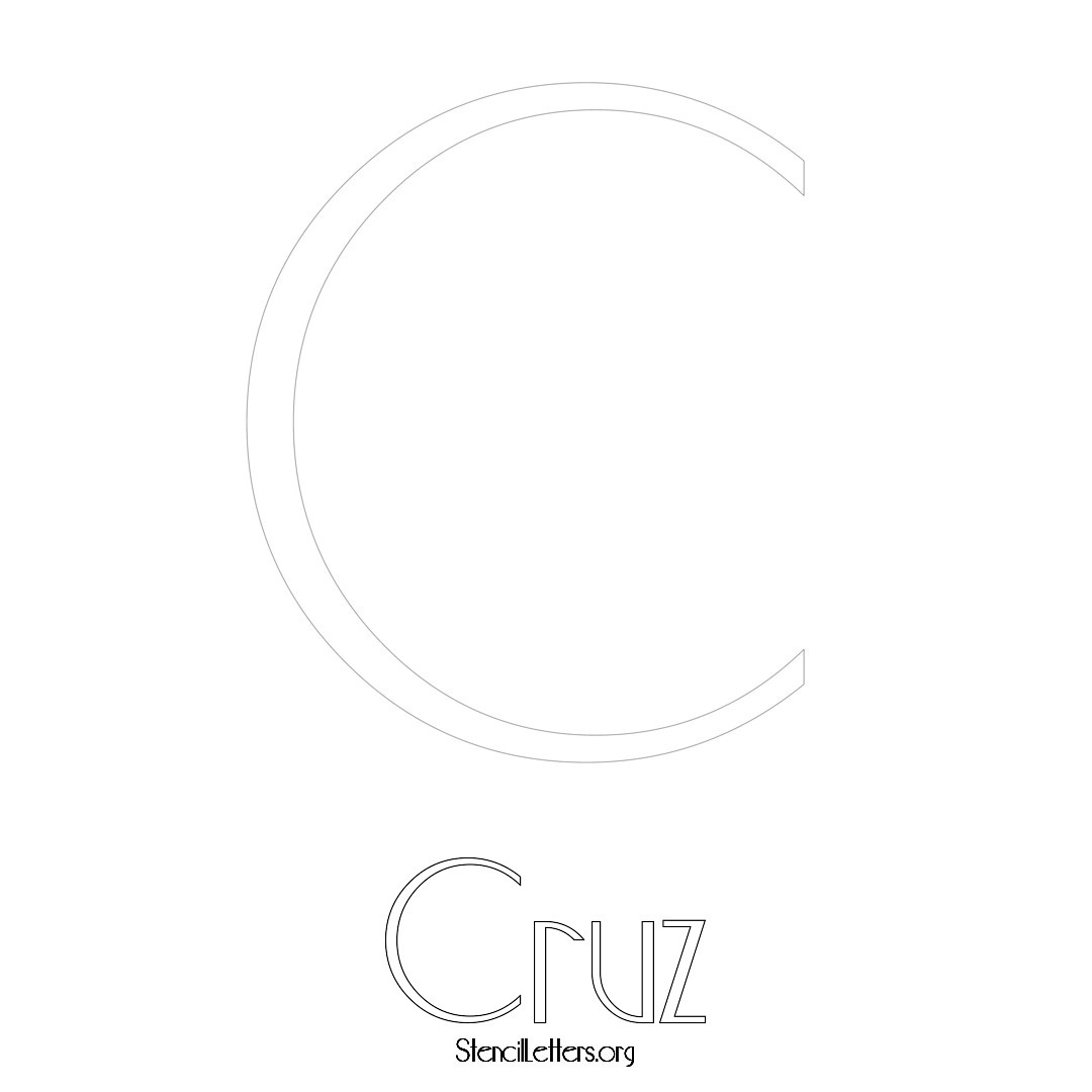 Cruz printable name initial stencil in Art Deco Lettering