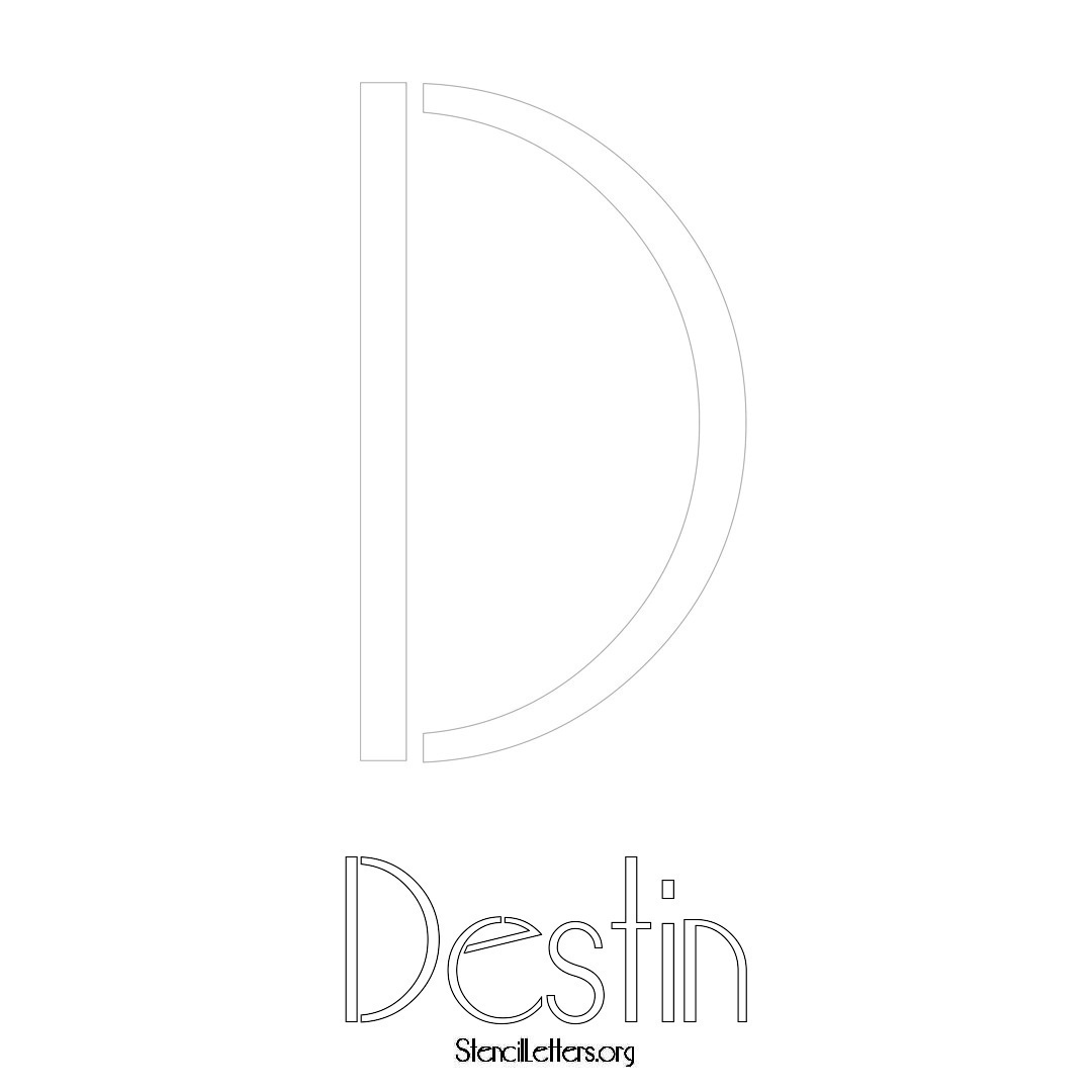 Destin printable name initial stencil in Art Deco Lettering