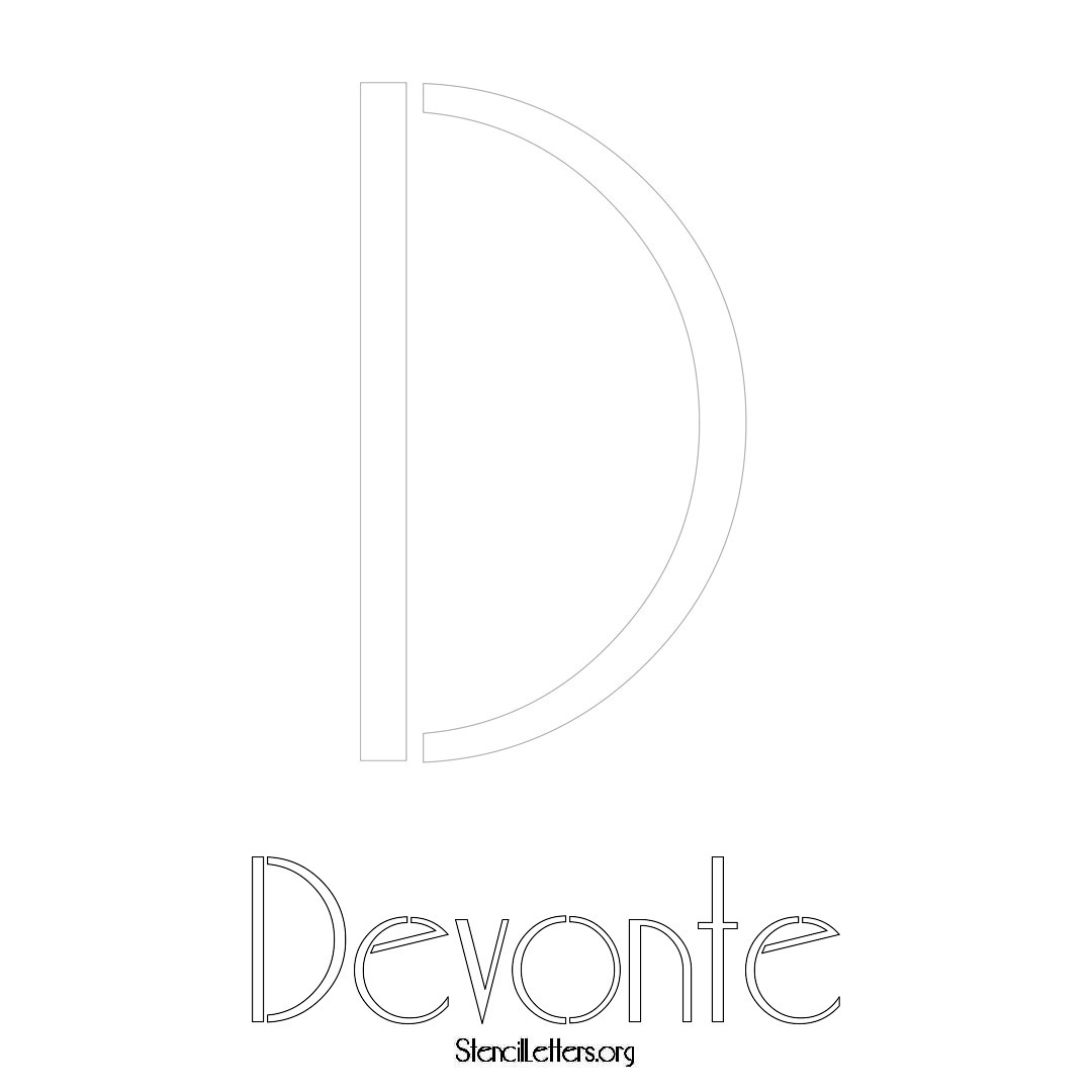 Devonte printable name initial stencil in Art Deco Lettering