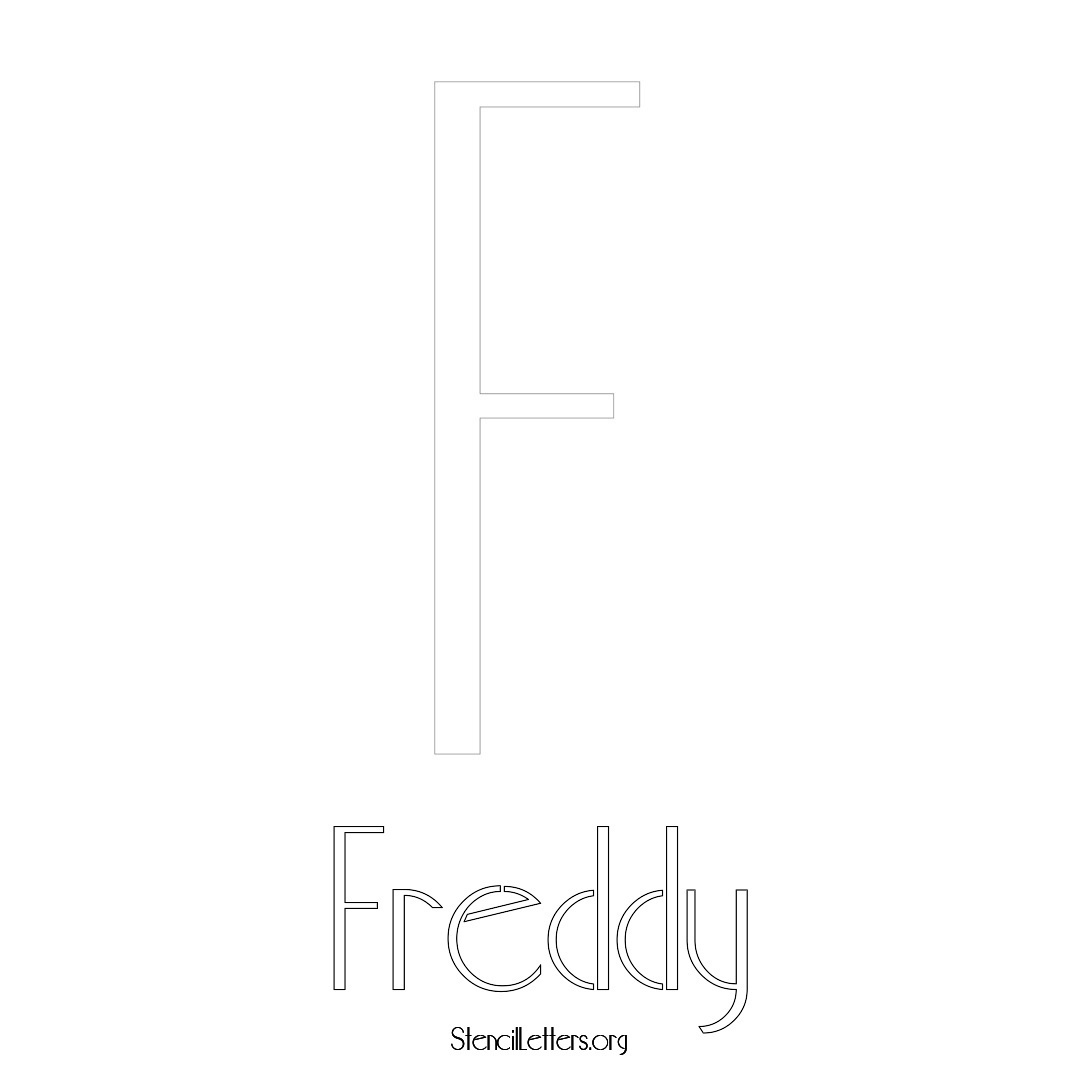 Freddy printable name initial stencil in Art Deco Lettering