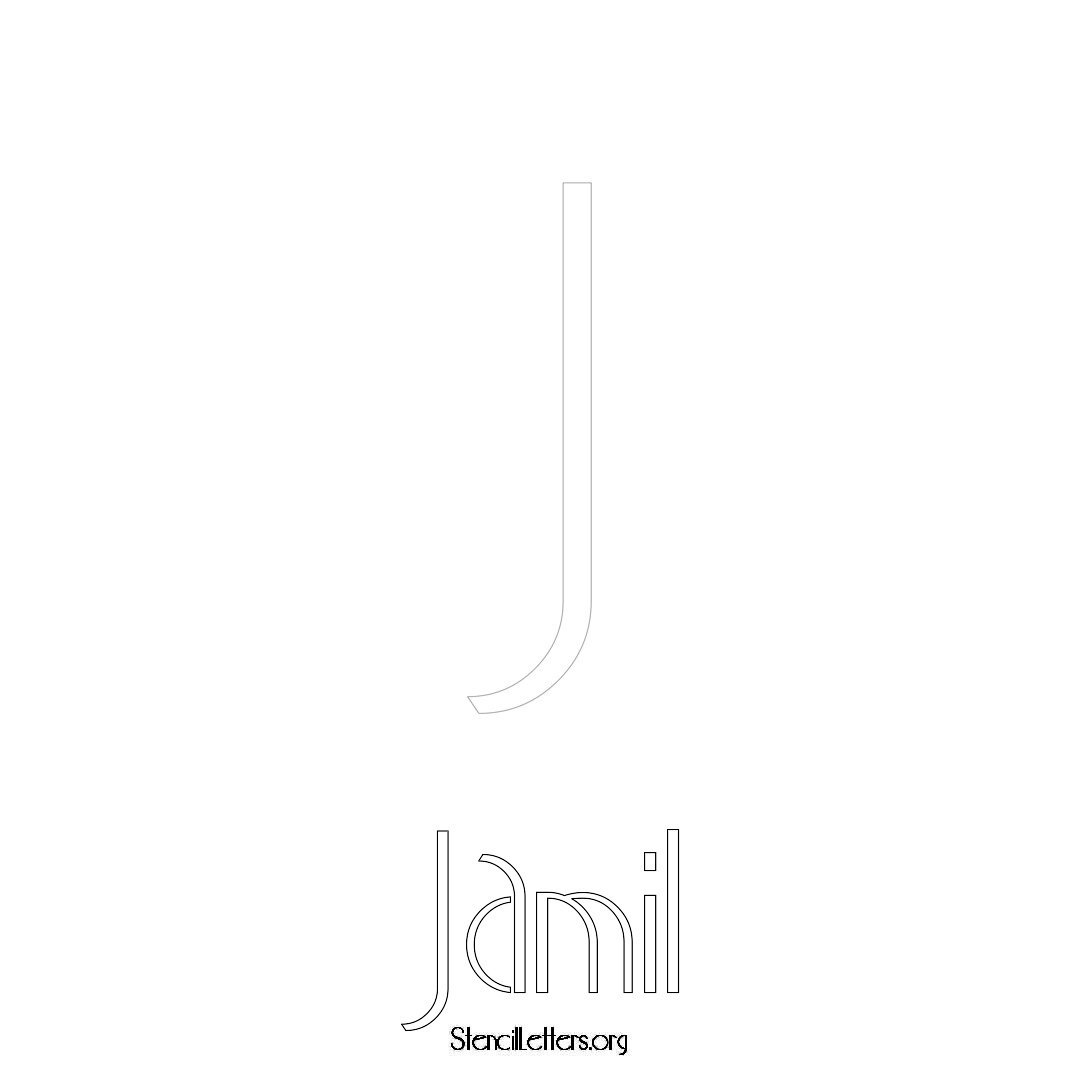 Jamil printable name initial stencil in Art Deco Lettering