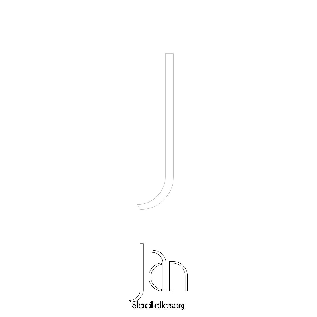 Jan printable name initial stencil in Art Deco Lettering