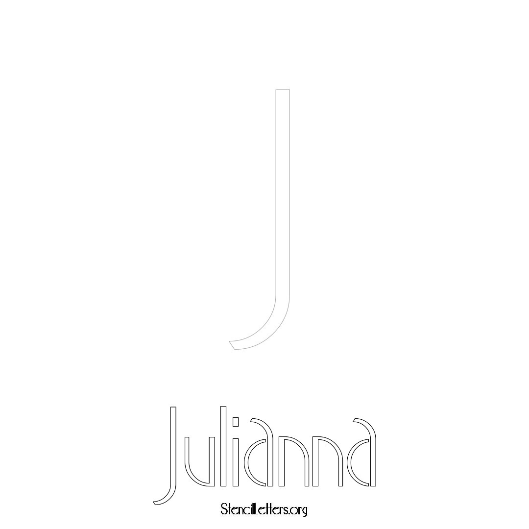 Julianna printable name initial stencil in Art Deco Lettering