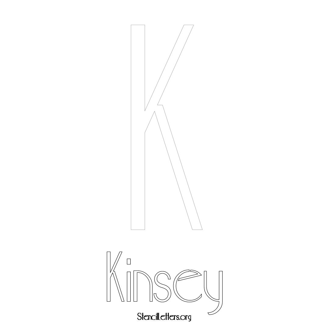 Kinsey printable name initial stencil in Art Deco Lettering