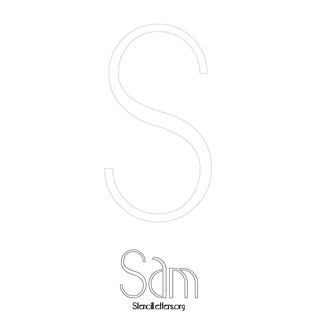 Sam printable name initial stencil in Art Deco Lettering