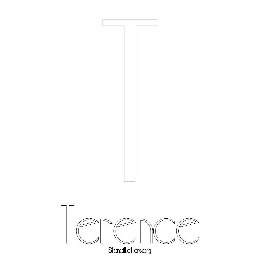 Terence printable name initial stencil in Art Deco Lettering