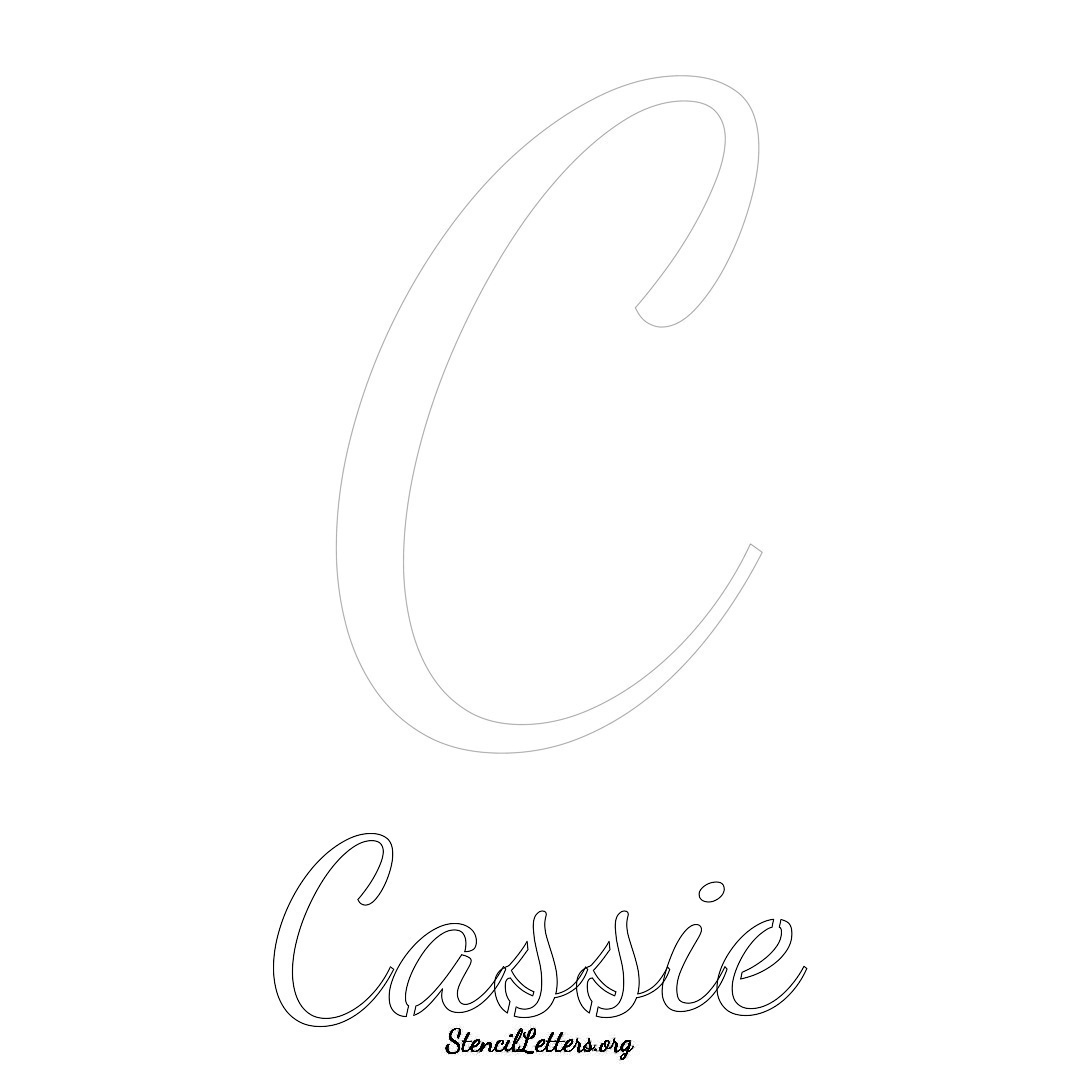 Cassie printable name initial stencil in Cursive Script Lettering
