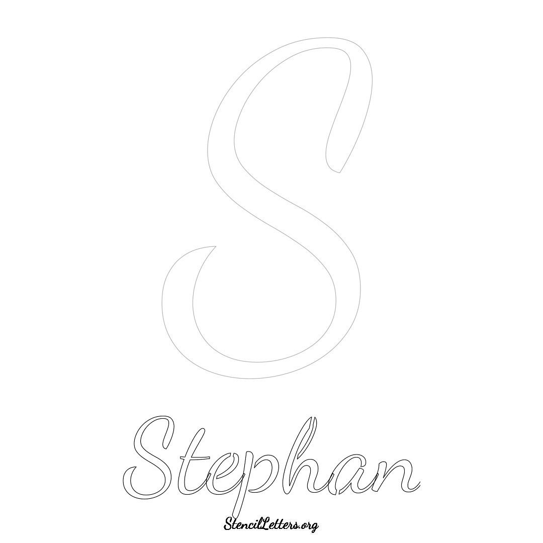 Stephan printable name initial stencil in Cursive Script Lettering