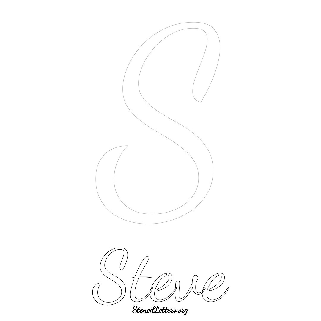Steve printable name initial stencil in Cursive Script Lettering
