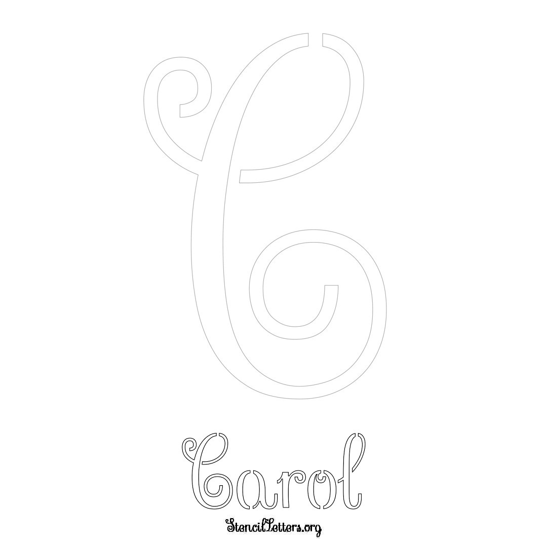 Carol printable name initial stencil in Ornamental Cursive Lettering