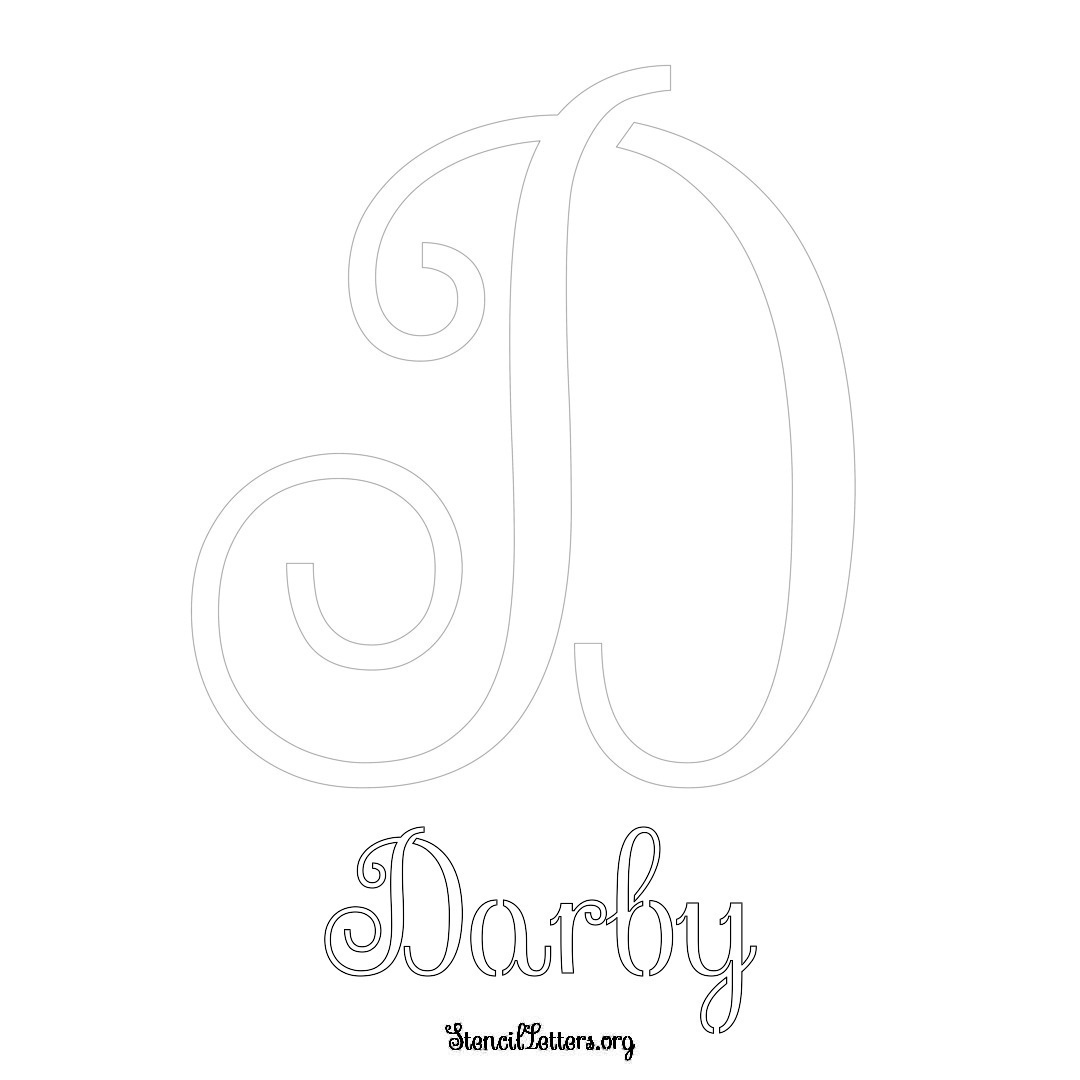 Darby printable name initial stencil in Ornamental Cursive Lettering