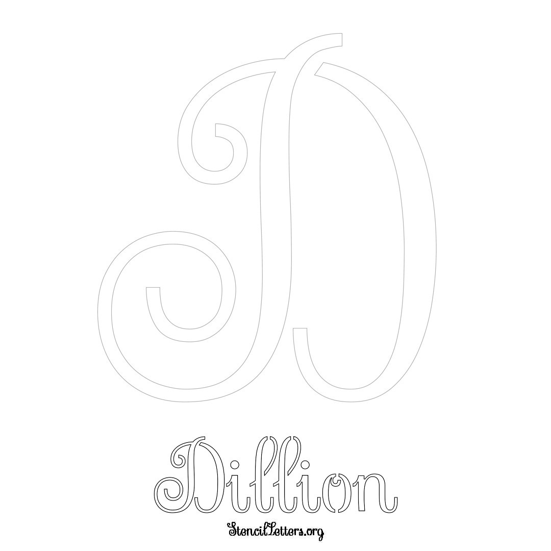 Dillion printable name initial stencil in Ornamental Cursive Lettering