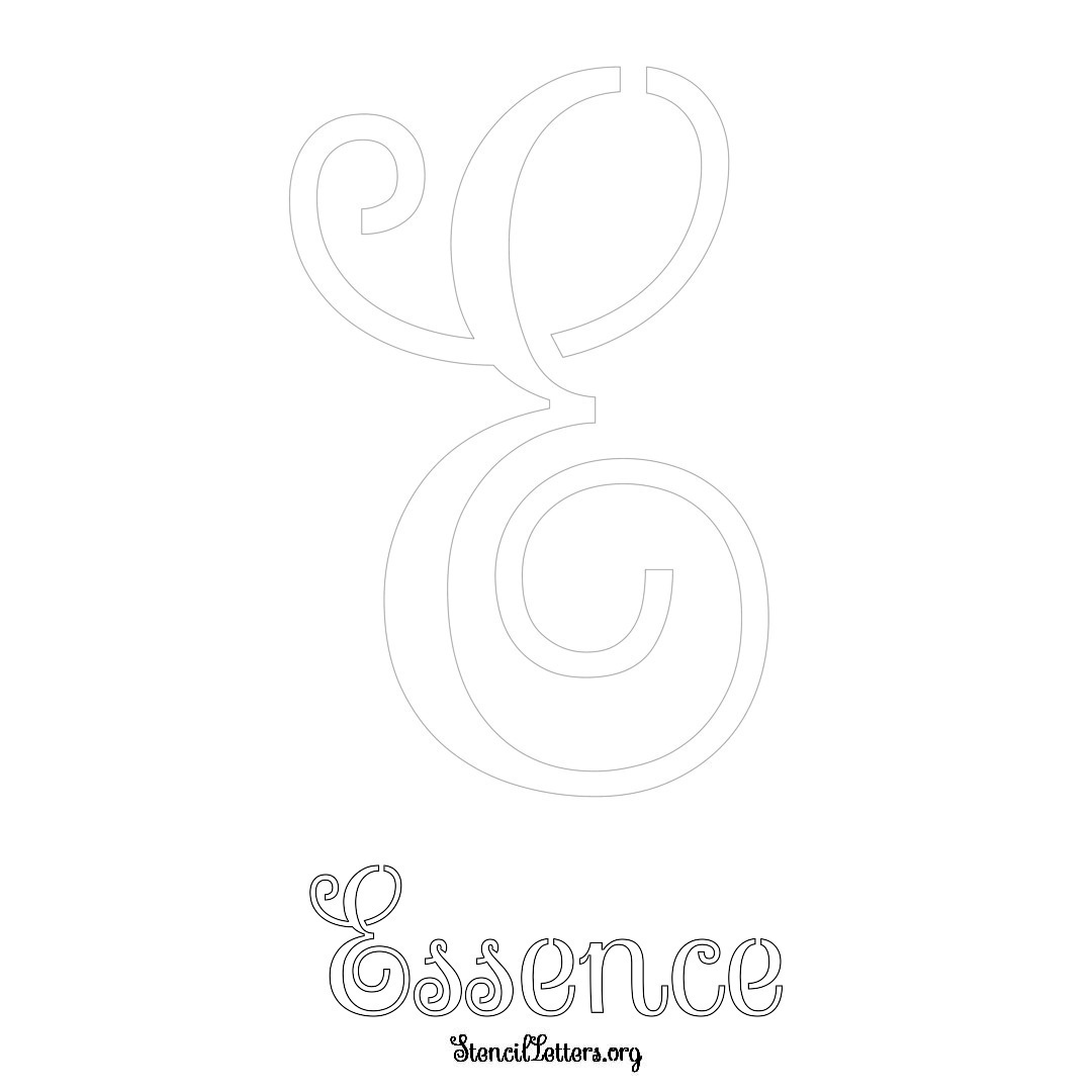 Essence printable name initial stencil in Ornamental Cursive Lettering