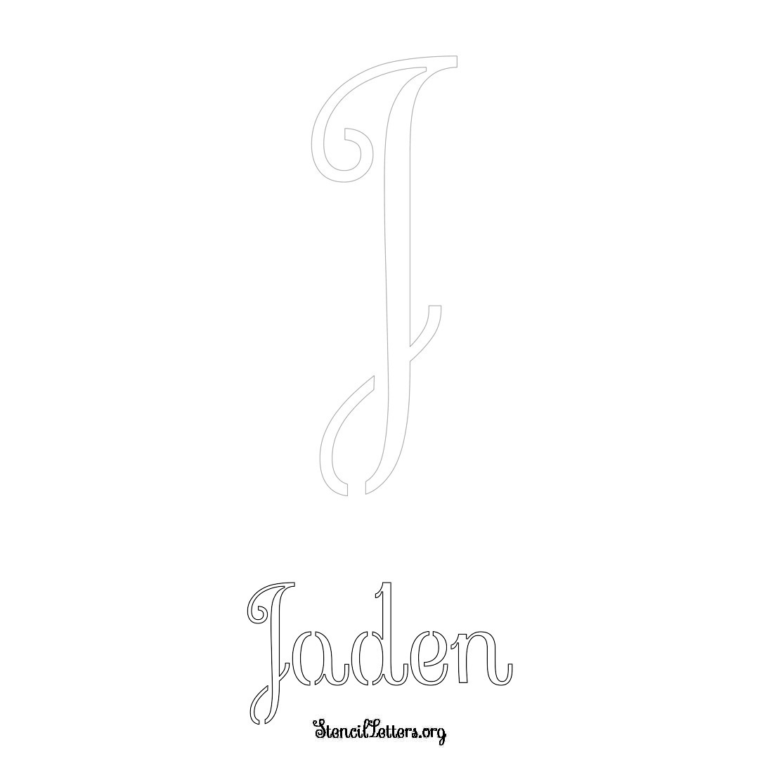 Jaden printable name initial stencil in Ornamental Cursive Lettering