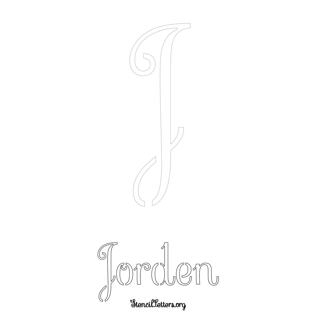 Jorden printable name initial stencil in Ornamental Cursive Lettering